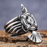 Hip-Hop Cool Style Geometric Sector 304 Stainless Steel Carving Men's Rings main image 10