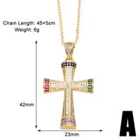 Copper 18K Gold Plated Modern Style Simple Style Plating Inlay Cross Zircon Pendant Necklace sku image 3
