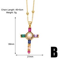 Copper 18K Gold Plated Modern Style Simple Style Plating Inlay Cross Zircon Pendant Necklace sku image 1