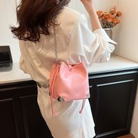 Women's Medium Pu Leather Solid Color Vintage Style Classic Style String Bucket Bag main image 4