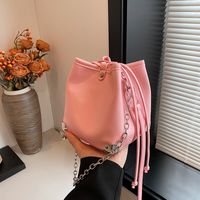 Women's Medium Pu Leather Solid Color Vintage Style Classic Style String Bucket Bag main image 5
