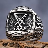 Hip-Hop Streetwear Symbol 304 Stainless Steel Carving Men's Rings sku image 5