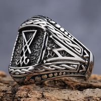 Hip-Hop Streetwear Symbol 304 Stainless Steel Carving Men's Rings main image 5