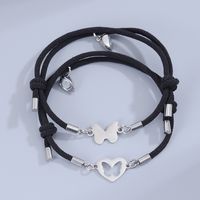 Sucré Style Simple Forme De Cœur Papillon Alliage Corde Magnétique Évider Coupler Bracelets main image 7