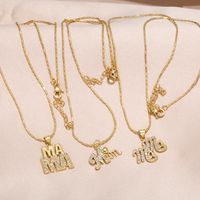 Copper 18K Gold Plated Simple Style Classic Style Plating Inlay Letter Zircon Pendant Necklace main image 2