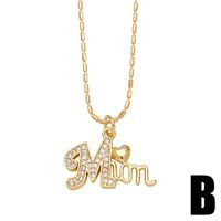 Copper 18K Gold Plated Simple Style Classic Style Plating Inlay Letter Zircon Pendant Necklace main image 6