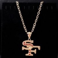 Wholesale Jewelry Simple Style Shiny Letter Alloy Rhinestones Inlay Pendant Necklace main image 4