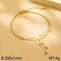 Acier Inoxydable 304 Style Simple Incruster Papillon Strass Coquille Bracelets sku image 2