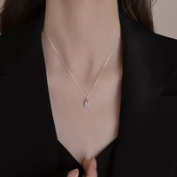 Sterling Silver Elegant Simple Style Hollow Out Inlay Water Droplets Zircon Pendant Necklace main image 4