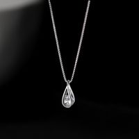 Sterling Silver Elegant Simple Style Hollow Out Inlay Water Droplets Zircon Pendant Necklace main image 5