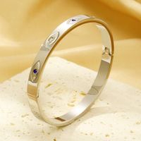 304 Stainless Steel Simple Style Inlay Devil's Eye Rhinestones Bangle main image 5