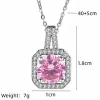 201 Stainless Steel White Gold Plated Gold Plated Classic Style Plating Inlay Square Glass Zircon Pendant Necklace sku image 3