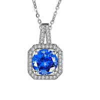201 Stainless Steel White Gold Plated Gold Plated Classic Style Plating Inlay Square Glass Zircon Pendant Necklace sku image 5