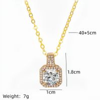 201 Stainless Steel White Gold Plated Gold Plated Classic Style Plating Inlay Square Glass Zircon Pendant Necklace sku image 10