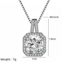 201 Stainless Steel White Gold Plated Gold Plated Classic Style Plating Inlay Square Glass Zircon Pendant Necklace sku image 23