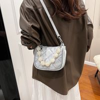 Women's Medium Pu Leather Solid Color Lingge Vintage Style Beading Zipper Crossbody Bag main image 3