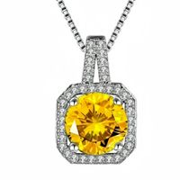201 Stainless Steel White Gold Plated Gold Plated Classic Style Plating Inlay Square Glass Zircon Pendant Necklace sku image 25