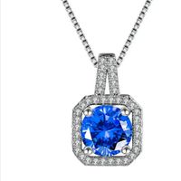 201 Stainless Steel White Gold Plated Gold Plated Classic Style Plating Inlay Square Glass Zircon Pendant Necklace sku image 17