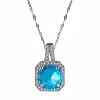 201 Stainless Steel White Gold Plated Gold Plated Classic Style Plating Inlay Square Glass Zircon Pendant Necklace sku image 26