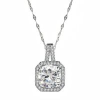 201 Stainless Steel White Gold Plated Gold Plated Classic Style Plating Inlay Square Glass Zircon Pendant Necklace sku image 16