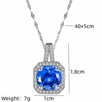 201 Stainless Steel White Gold Plated Gold Plated Classic Style Plating Inlay Square Glass Zircon Pendant Necklace sku image 21