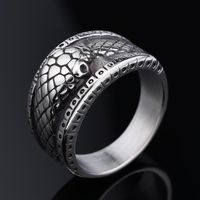 Hip-Hop Streetwear Snake 304 Stainless Steel Carving Men's Rings sku image 2