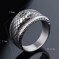 Hip-Hop Streetwear Snake 304 Stainless Steel Carving Men's Rings main image 2