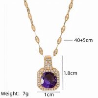 201 Stainless Steel White Gold Plated Gold Plated Classic Style Plating Inlay Square Glass Zircon Pendant Necklace sku image 20