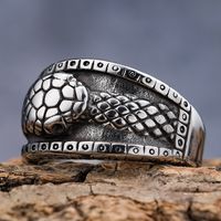 Hip-Hop Streetwear Snake 304 Stainless Steel Carving Men's Rings main image 1
