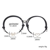 Sweet Simple Style Heart Shape Butterfly Alloy Rope Magnetic Hollow Out Couple Bracelets main image 2