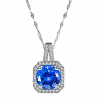 201 Stainless Steel White Gold Plated Gold Plated Classic Style Plating Inlay Square Glass Zircon Pendant Necklace main image 8