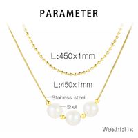 304 Stainless Steel 18K Gold Plated Simple Style Plating Inlay Heart Shape Turquoise Shell Double Layer Necklaces main image 9