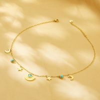 304 Stainless Steel 18K Gold Plated Simple Style Plating Inlay Heart Shape Turquoise Shell Double Layer Necklaces main image 3