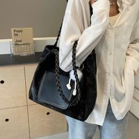 Women's Medium Pu Leather Solid Color Basic Classic Style Zipper Tote Bag sku image 4