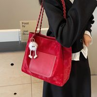 Women's Medium Pu Leather Solid Color Basic Classic Style Zipper Tote Bag sku image 3