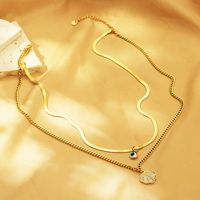 304 Stainless Steel 18K Gold Plated Simple Style Inlay Heart Shape Eye Shell Shell Bracelets Necklace main image 4
