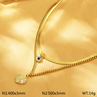 304 Stainless Steel 18K Gold Plated Simple Style Inlay Heart Shape Eye Shell Shell Bracelets Necklace sku image 3