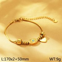 304 Stainless Steel 18K Gold Plated Simple Style Inlay Heart Shape Eye Shell Shell Bracelets Necklace sku image 1