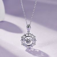 Classical Snowflake Sterling Silver Plating Inlay Moissanite Rhodium Plated Pendant Necklace main image 3