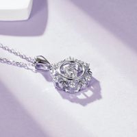 Classical Snowflake Sterling Silver Plating Inlay Moissanite Rhodium Plated Pendant Necklace main image 4