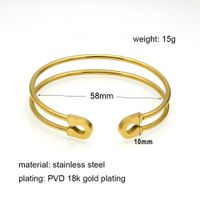 304 Stainless Steel 18K Gold Plated Casual Simple Style Hollow Out Solid Color Bangle main image 2