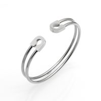 304 Stainless Steel 18K Gold Plated Casual Simple Style Hollow Out Solid Color Bangle main image 3
