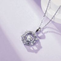 Classical Snowflake Sterling Silver Plating Inlay Moissanite Rhodium Plated Pendant Necklace main image 5