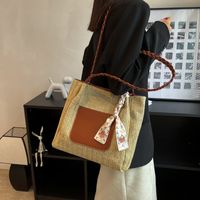 Women's Medium Fabric Solid Color Basic Classic Style Zipper Tote Bag main image 5