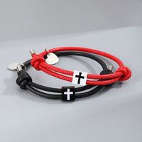 Casual Simple Style Cross Heart Shape Alloy Rope Couple Bracelets main image 3