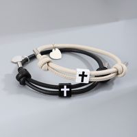 Casual Simple Style Cross Heart Shape Alloy Rope Couple Bracelets main image 5