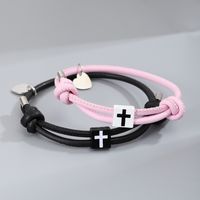 Casual Simple Style Cross Heart Shape Alloy Rope Couple Bracelets main image 1