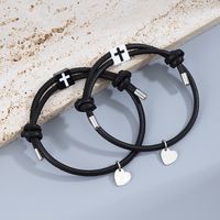 Casual Simple Style Cross Heart Shape Alloy Rope Couple Bracelets main image 9