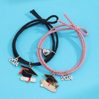 Casual Doctoral Cap Number Alloy Rope Enamel Magnetic Couple Bracelets main image 4