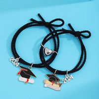 Casual Doctoral Cap Number Alloy Rope Enamel Magnetic Couple Bracelets main image 3